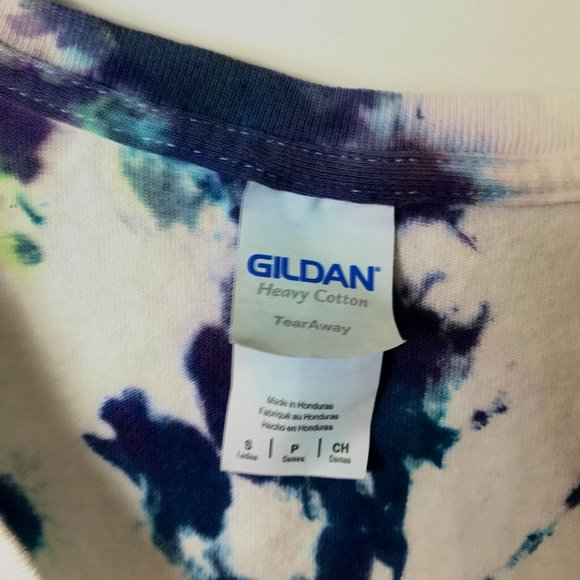 Gildan T Shirt Trendy Tie Dye Festival V-Neck Tee Short Sleeve Cotton Logo Small - Picture 4 of 10